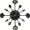 325163 vidaXL Wall Clock with Spoon and Fork Design Black 40 cm Aluminium
