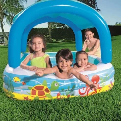 Bestway badebassin med baldakin 140x140x114 cm blå 52192