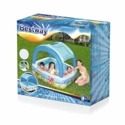 Bestway badebassin med baldakin 140x140x114 cm blå 52192