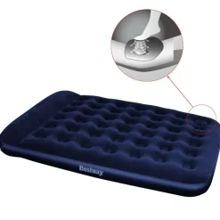 Bestway luftmadras med velourtop og indbygget fodpumpe 203x152x28 cm
