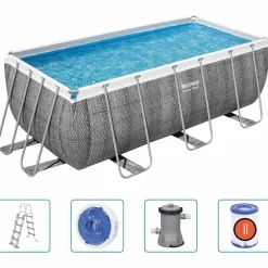 Bestway Power Steel swimmingpoolsæt 412x201x122 cm rektangulær