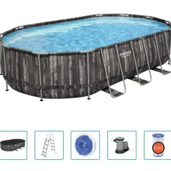 Bestway Power Steel swimmingpoolsæt 488x305x107 cm oval