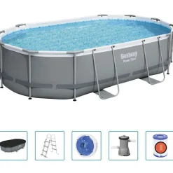 Bestway Power Steel swimmingpoolsæt 488x305x107 cm oval