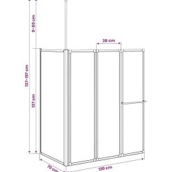 Brusevæg 70x120x137 cm L-formet 4 paneler foldbar