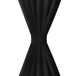 Gardiner i mikro-satin med løkker 2 stk. 140 x 175 cm sort