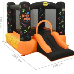 Happy Hop oppustelig hoppeborg med rutsjebane 210x280x170 cm PVC