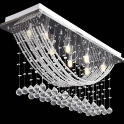 Hvid Loft Lampe med glitrende Glas Crystal Beads 8 x G9 29 cm