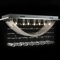 Hvid Loft Lampe med glitrende Glas Crystal Beads 8 x G9 29 cm