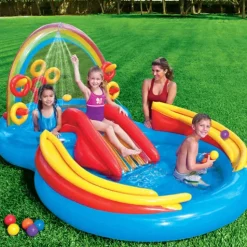 Intex oppustelig pool Rainbow Ring Play Center 297x193x135 cm 57453NP