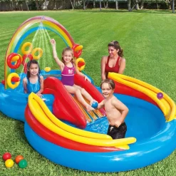 Intex oppustelig pool Rainbow Ring Play Center 297x193x135 cm 57453NP