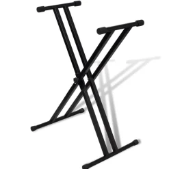 Justerbart, dobbelt afstivet keyboardstativ med X-ramme