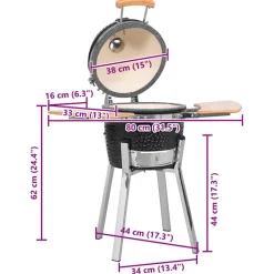 Kamado barbecue grill røgeovn keramisk 33 cm
