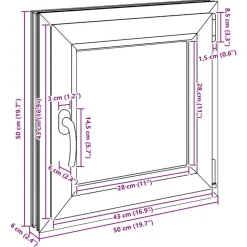 Kældervindue RISOR Antracit 50 x 50 cm PVC og glas