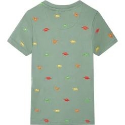 Kortærmet T-shirt til børn str. 104 kakifarvet