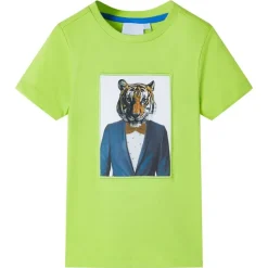 Kortærmet T-shirt til børn str. 116 limegrøn
