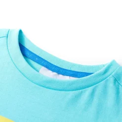 Kortærmet T-shirt til børn str. 116 akvamarinblå