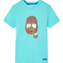 Kortærmet T-shirt til børn str. 140 akvamarinblå
