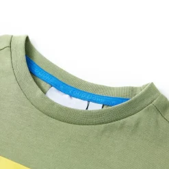 Kortærmet T-shirt til børn str. 116 lys kakifarve