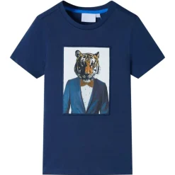 Kortærmet T-shirt til børn str. 128 mørk mørkeblå