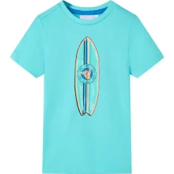 Kortærmet T-shirt til børn str. 116 akvamarinblå