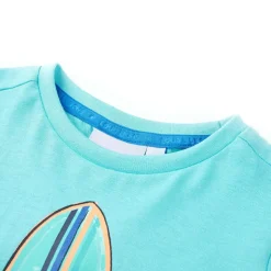 Kortærmet T-shirt til børn str. 116 akvamarinblå