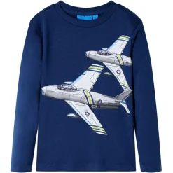 Langærmet T-shirt til børn str. 92 marineblå