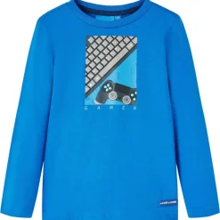 Langærmet T-shirt til børn str. 128 koboltblå