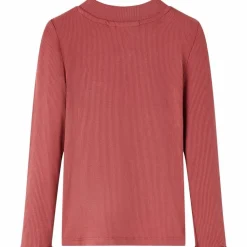 Langærmet T-shirt til børn str. 104 mock-rullekrave rød