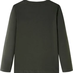 Langærmet T-shirt til børn str. 104 kakifarvet