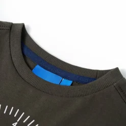 Langærmet T-shirt til børn str. 104 kakifarvet