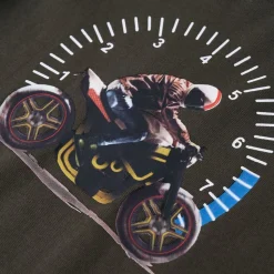 Langærmet T-shirt til børn str. 104 kakifarvet