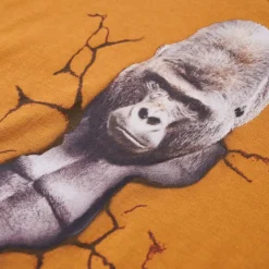 Langærmet T-shirt til børn str. 104 okkergul