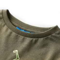 Langærmet T-shirt til børn str. 92 kakifarvet