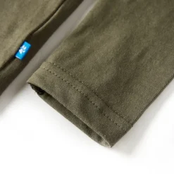 Langærmet T-shirt til børn str. 92 kakifarvet