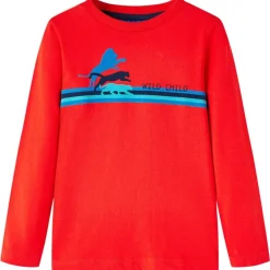 Langærmet T-shirt til børn str. 104 rød