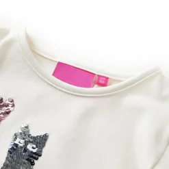 Langærmet T-shirt til børn str. 104 ecrufarvet