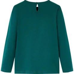Langærmet T-shirt til børn str. 92 mørkegrøn