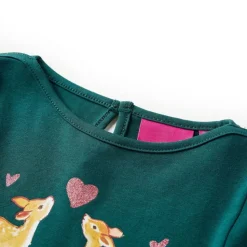 Langærmet T-shirt til børn str. 92 mørkegrøn