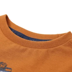 Langærmet T-shirt til børn str. 92 okkergul