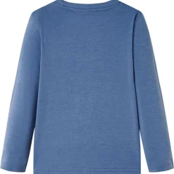 Langærmet T-shirt til børn str. 116 blåmeleret