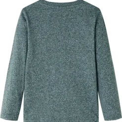 Langærmet T-shirt til børn str. 104 grønmeleret