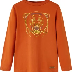 Langærmet T-shirt til børn str. 104 rustfarvet