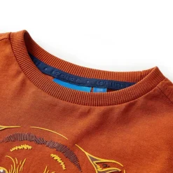 Langærmet T-shirt til børn str. 104 rustfarvet