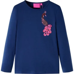 Langærmet T-shirt til børn str. 104 marineblå