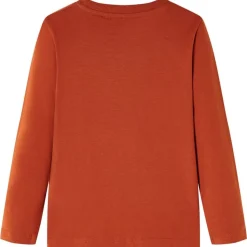 Langærmet T-shirt til børn str. 104 rustfarvet