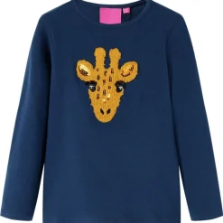 Langærmet T-shirt til børn str. 116 marineblå