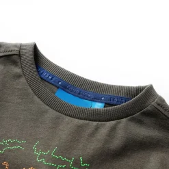 Langærmet T-shirt til børn str. 92 kakifarvet