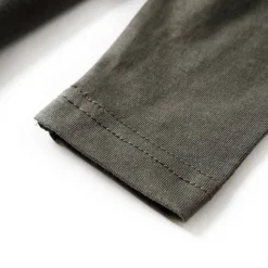 Langærmet T-shirt til børn str. 92 kakifarvet