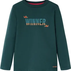 Langærmet T-shirt til børn str. 104 mørkegrøn