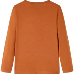 Langærmet T-shirt til børn str. 92 cognacfarvet